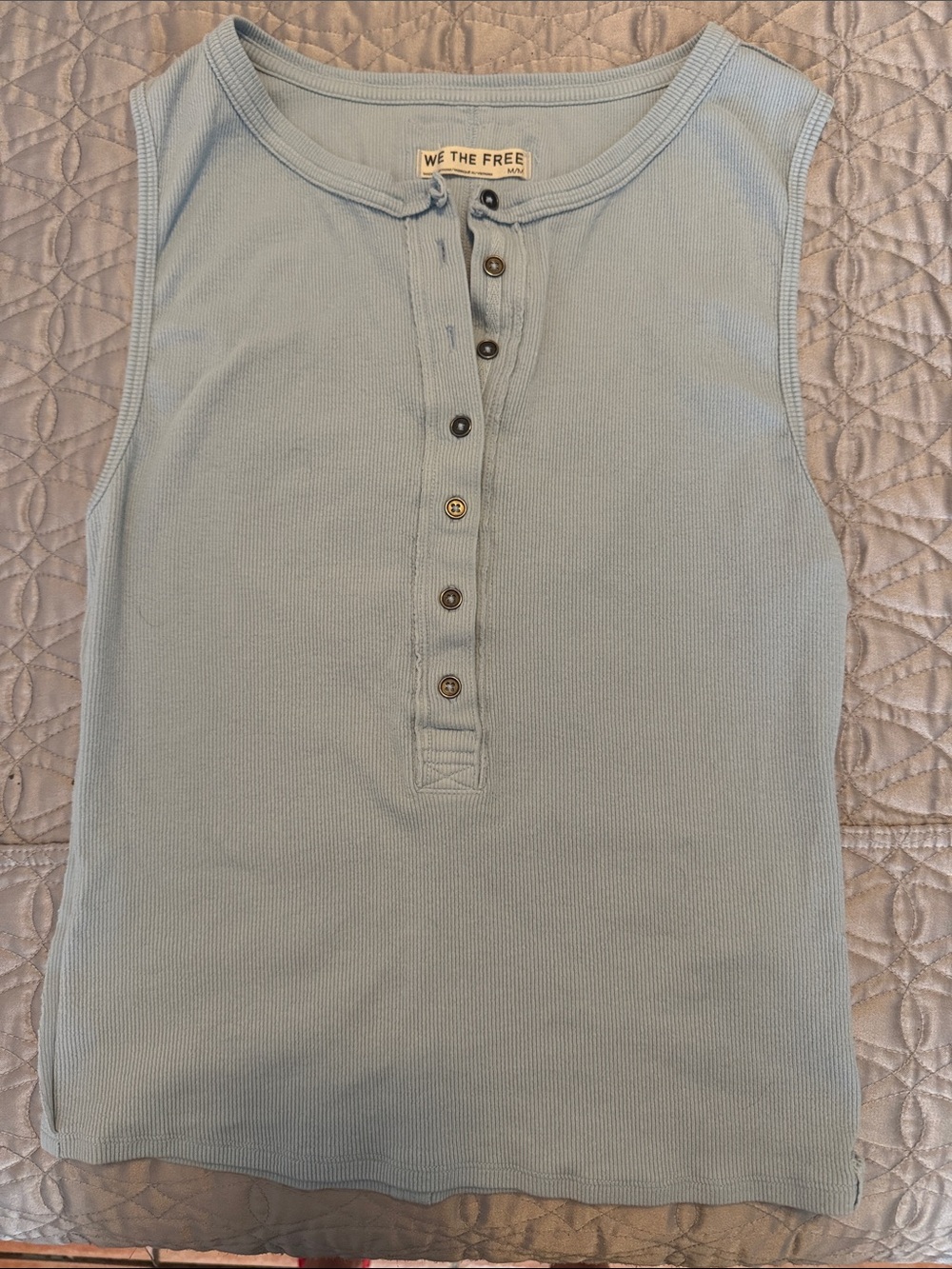 We The Free Women’s  Powder Blue Ribbed Henley Tank